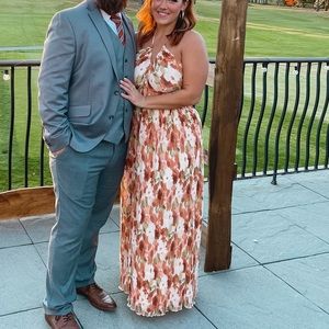 Abercrombie & Fitch Floral Plisse Dress Chiffon Size Large